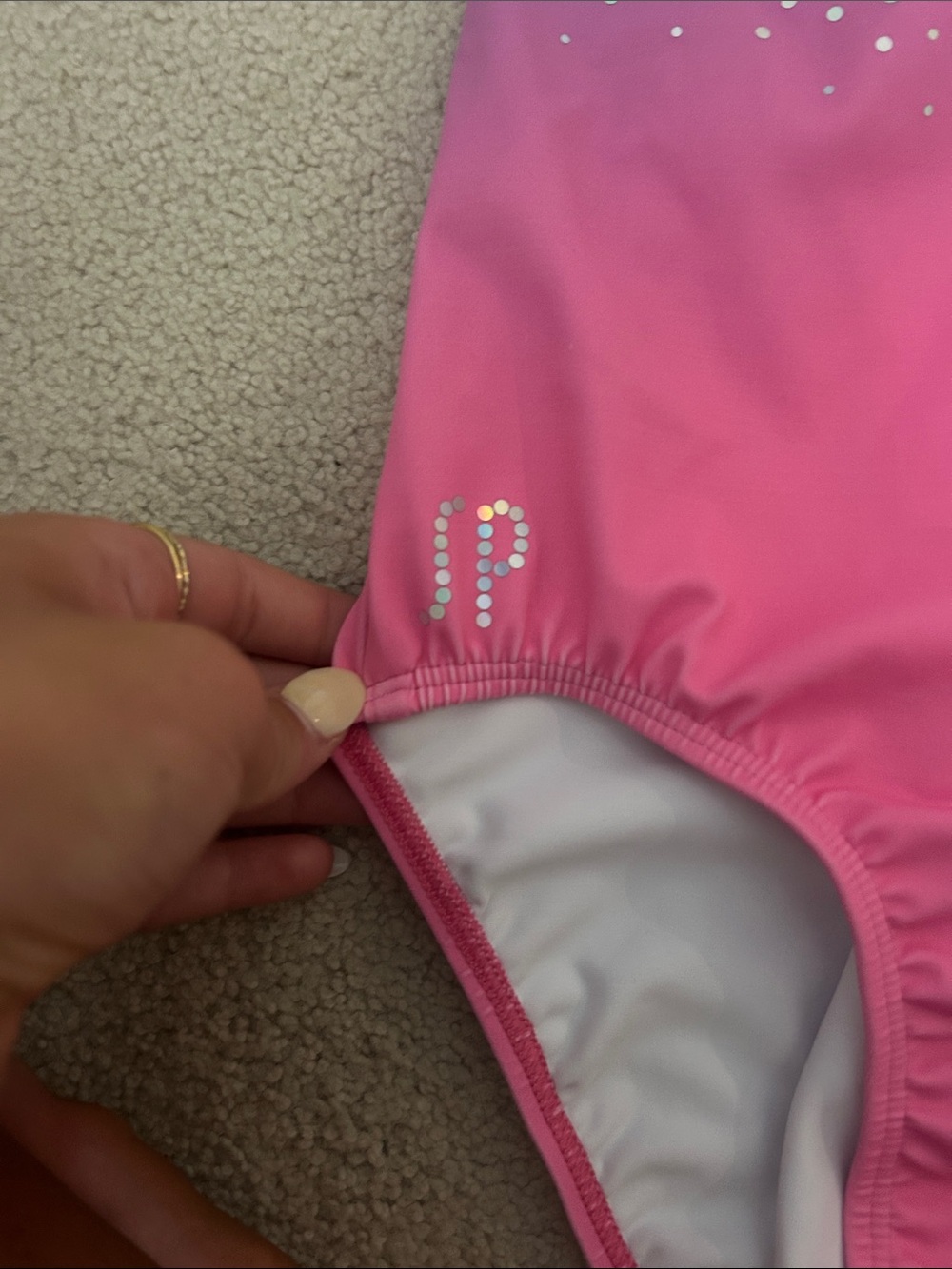 Sylvia P Pink & Purple Ombre Sparkle Athletic Leotard - Picture 2 of 4